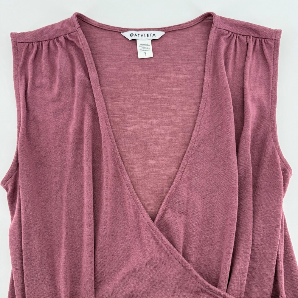Athleta Breezy Wrap Tank Top Mauve Pink Surplice V-Neck Sleeveless Small